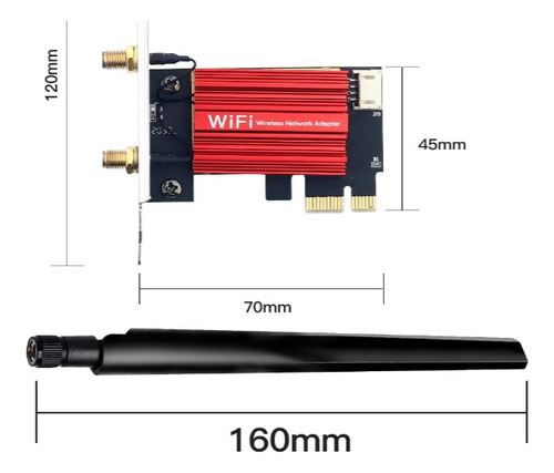 Placa Wi-fi 5, Pci-e, Ac1200, 2.4g,5ghz, 802.11ac, Blue 4.0