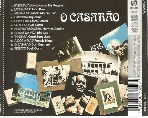 Cd - O Casarão - 1976 - Novela Da Globo - Remaster - 2001 (Usado)