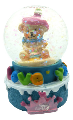 Adorno Oso Bola De Nieve Con Gliter Torta Azul 14454