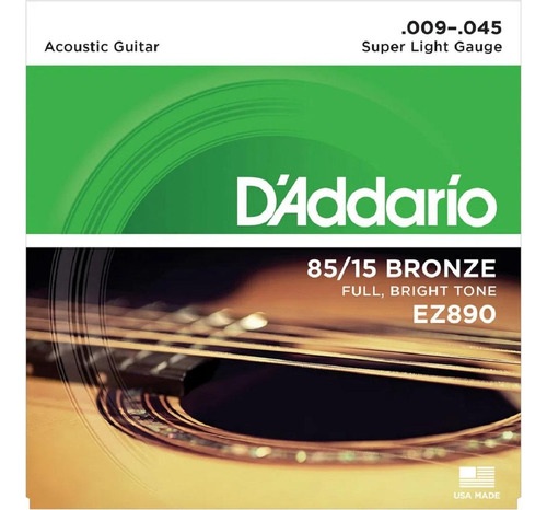 Ez890 Cuerdas Guitarra Folk 009-045 Daddario