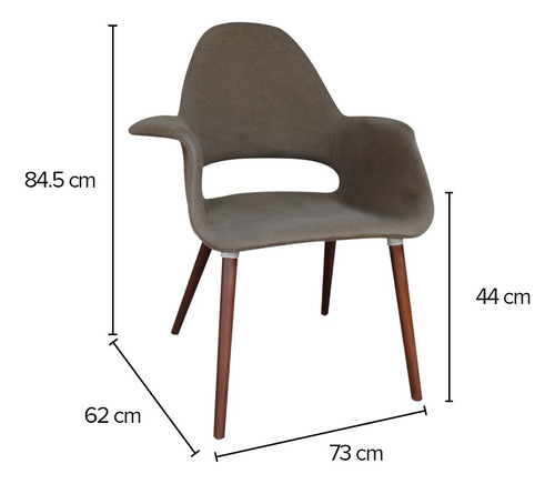 Silla Paolo Respaldo Y Asiento Tapizado Gris Marca Durex