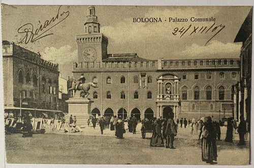 Antigua Postal, Palacio Comunal, 1907, Bolonia, Italia 4p014