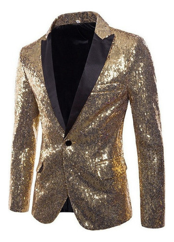 Blazer Brillante Hombre Banquete Boda Fiesta Bar Discote [u]