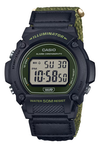 Reloj Hombre Casio W-219hb-3 Deportivo Velcro Correa Tela