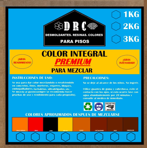 Color Integral Premium Para Mezclar En Cemento /1kg