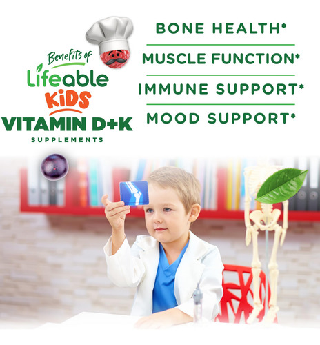 Lifeable Kids Gomitas Vitamina D3 K2 60 Unidades Sabor Fresa
