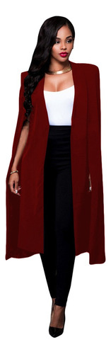 Slim Largo Cloak Cape Blazer Abrigo Chaqueta Chaqueta Split