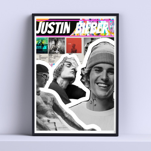 Cuadro Justin Bieber Recortes Deco 30x40cm Listo P Colgar