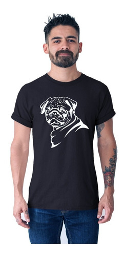 Playera Para Hombre Negra De Perros Pug Estampados Juveniles