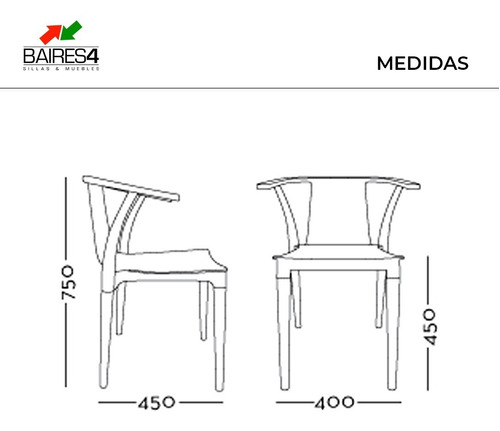 Imagen 4 de 4 de Pack X 4 Sillas Palta Wood | Contado