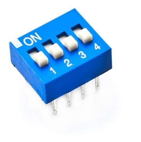 Chave Dip Switch Kf1001  4 Vias   Azul 180º   Com / 80pcs