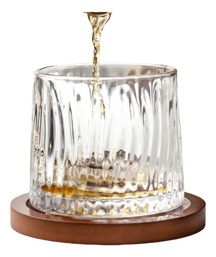 Vaso De Whisky Giratorio 360º Con Base De Madera Rayas
