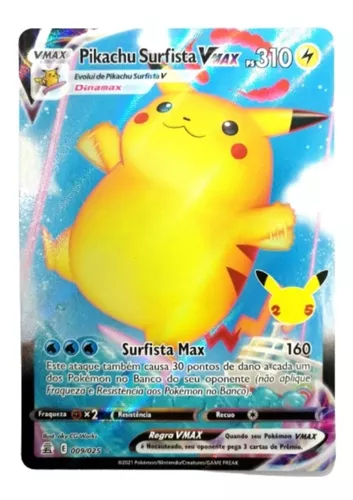 Carta Pokémon Pikachu Surfista Vmax Celebrações