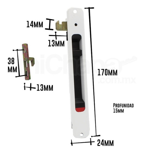 Imagen 4 de 4 de Jaladera Ventana Aluminio Automática Gancho Puerta Corrediza