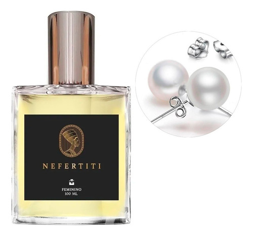 Perfume Feminino Nefertiti + Brinco Prata Pérola