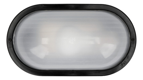 Tortuga Pvc Ovalada Esmerilada Negra Apta Exterior + Led 9w Estructura Negro - Luz Calida