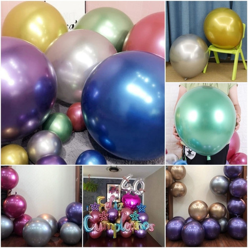 10 Globos Cromados Gigantes Chrome #18-20 Infla Hasta 50 Cm 