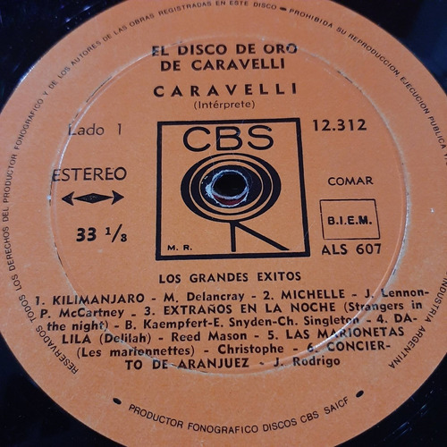 Sin Tapa Disco Caravelli Grandes Exitos Temas Peliculas O0