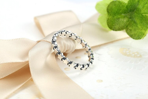 Imagen 3 de 10 de Anillo Sencillo Para Mujer Estrellas Fabricado En Plata 925