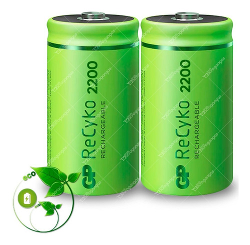 Pilas Batería Tipo D Recargable Lr20 2200mah 1,2v Blister X2