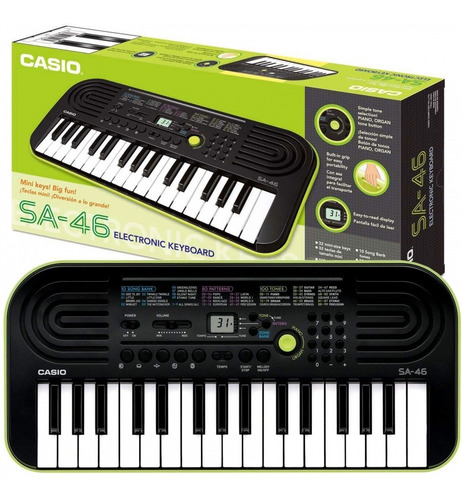 Teclado musical Casio Mini SA-46 32 teclas preto/verde