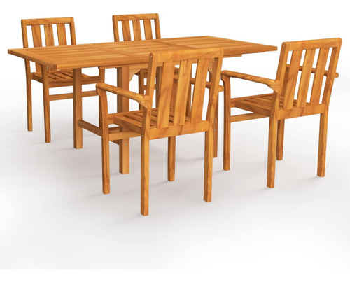 Vidaxl Juego De Comedor De Patio De 5 Piezas, Mesa Extensib.