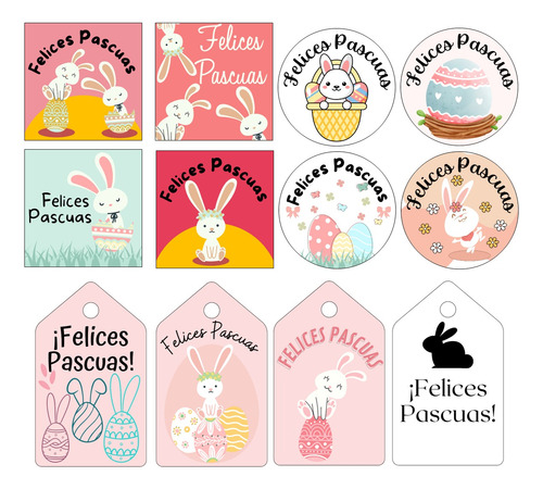 Kit 09 Imprimible Pascuas Tag Etiqueta Tarjeta Stiker Topper