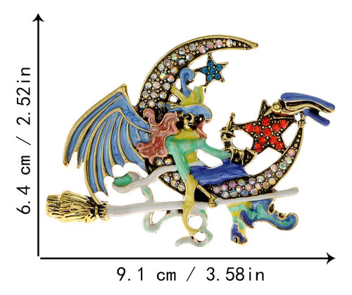 Broche Bruja Y Luna Bruja Que Miente En El Ramillete De La L