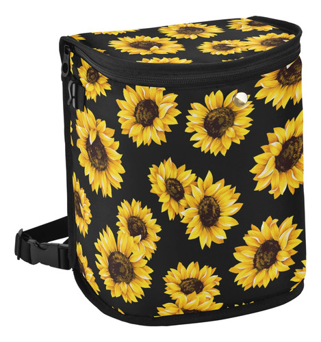 Organizador Coche Para Basura Girasol Cubo Negro Tapa Tela