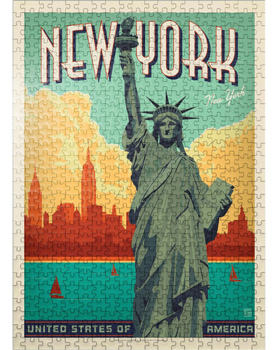 Ciudad De Nueva York: Lady Liberty, Póster Vintage - Rompeca
