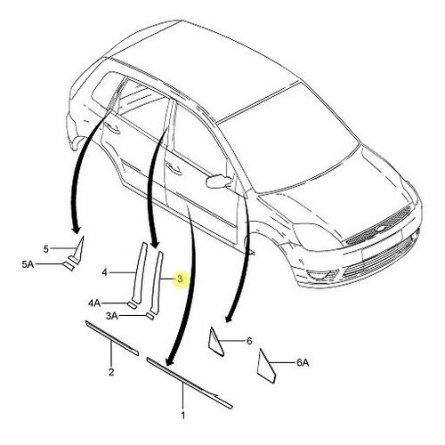 Moldura Marco Ventanilla Delantera Ford Fiesta 02/14 Orig