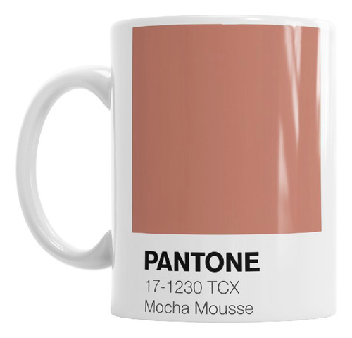 Taza Pantone Mocha Mousse 17-1230 Diseño Minimalista Retro Blanco Mocha Mousse