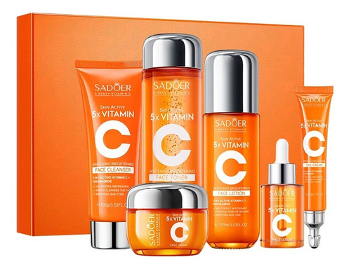 Kit Vitamina C 5x Sadoer Facial Aclarante Hidratante 6 En 1 Todo Tipo De Piel Día/noche