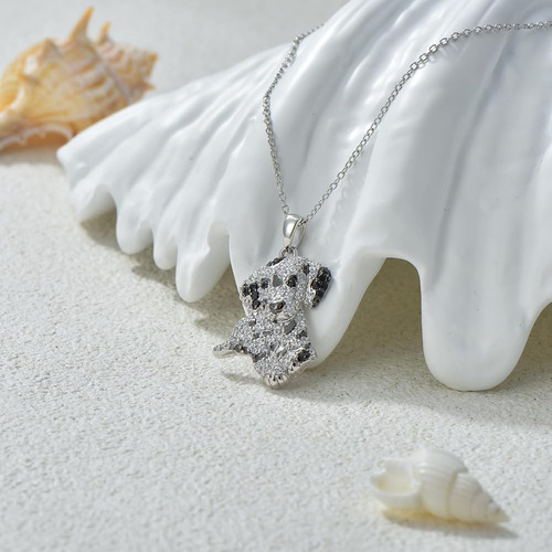 Collar Dálmata Plata 925 Con Colgante Ajustable Para Perro
