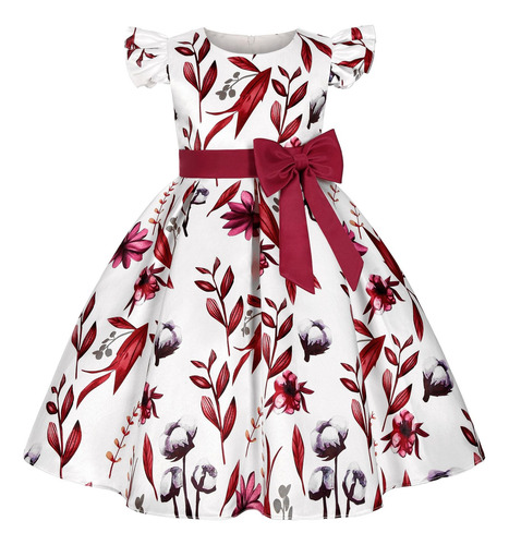 Vestido De Manga Flutter Vestido De Princesa Impreso Bowknot