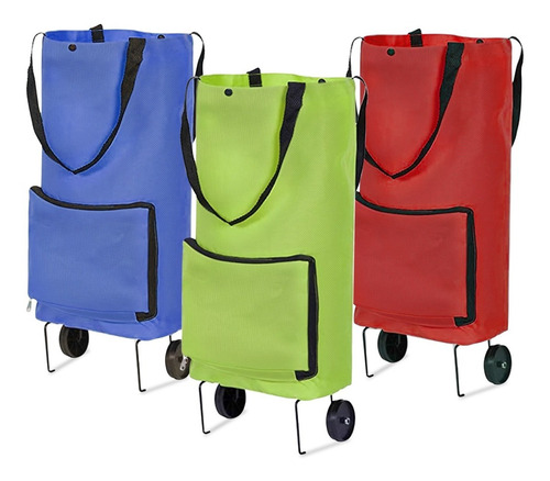 Bolso Carro De Feria Plegable Con Ruedas - Colores Varios