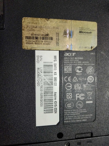 Notebook Acer Aspire 4315-2324-ms2220 Desarme (Usado)