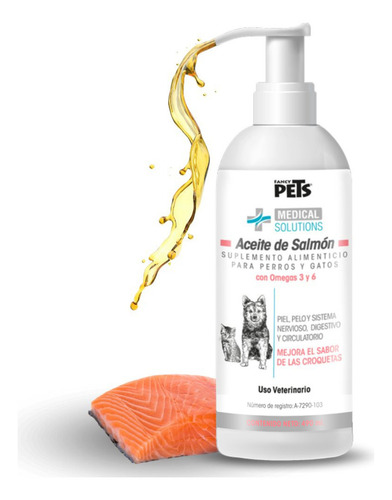 Aceite De Salmón Omega 3 Y 6 Para Perros Y Gatos 490 Ml