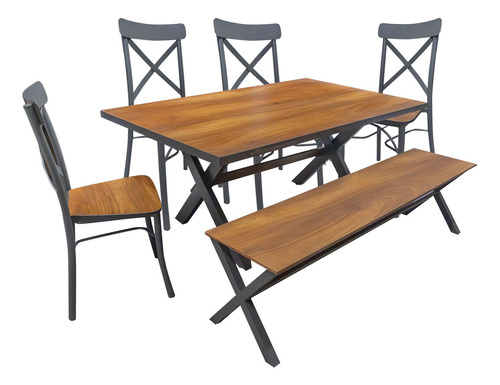 Comedor Minimalista Con 4 Sillas Y 1 Banca Bossa Vintage X