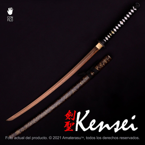 Imagen 2 de 10 de Espada Samurai Katana Kensei Kogane Acero Dorado Full Tang