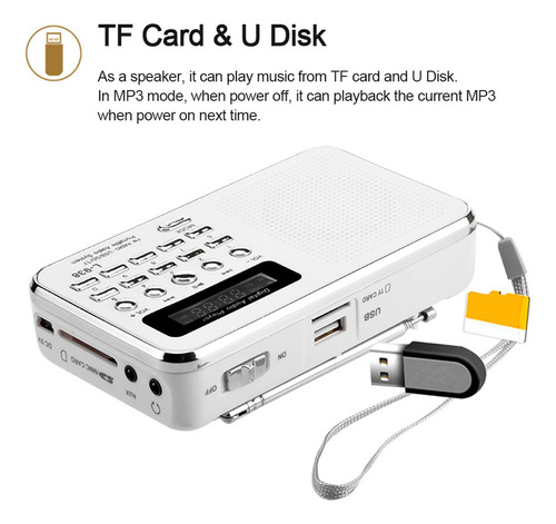 M L-938 Mini Fm Radio Digital Portátil 3w Bocina Estéreo Mp3