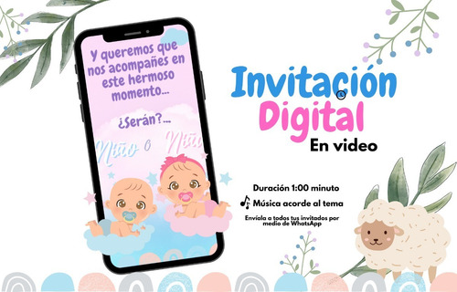 Invitación Digital Para Fiesta De Revelación De Género 