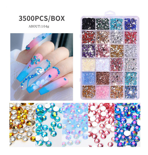 24 Grade De Strass Para Unhas 24 Grid Flatback Nail Gems Ab