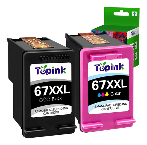 Cartuchos De Tinta Top Ink 67xl En Negro Para Impresora Hp