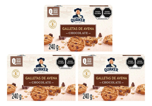 Galletas Quaker Avena Chocolate Paquete C/3 Cajas