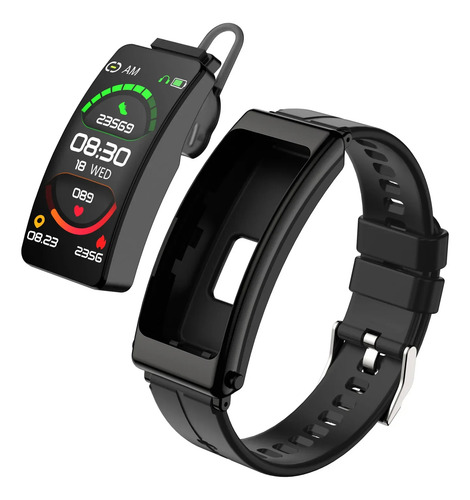 Negro: Pulsera Inteligente Bluetooth Y Auriculares Inalámbricos