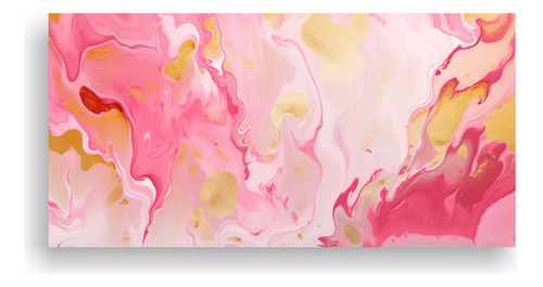 100x50cm Pintura Decorativa Mármol Mágico Rosa Y Dorado En