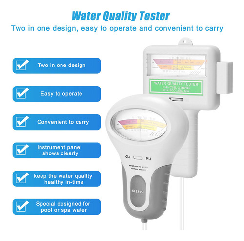Medidor De Cloro De Ph 2 En 1, Medidor De Ph De Agua D