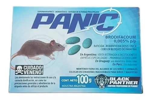 Veneno Para Ratas Cebo En Bloque Panic X100gr Pack X3u