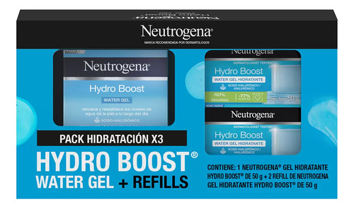 Neutrogena Hydroboost Gel Pack Ecológico 1 Tarro + 2 Refill Momento De Aplicación Día/noche Tipo De Piel Mixta A Seca